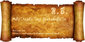 Mátyásy Balabán névjegykártya